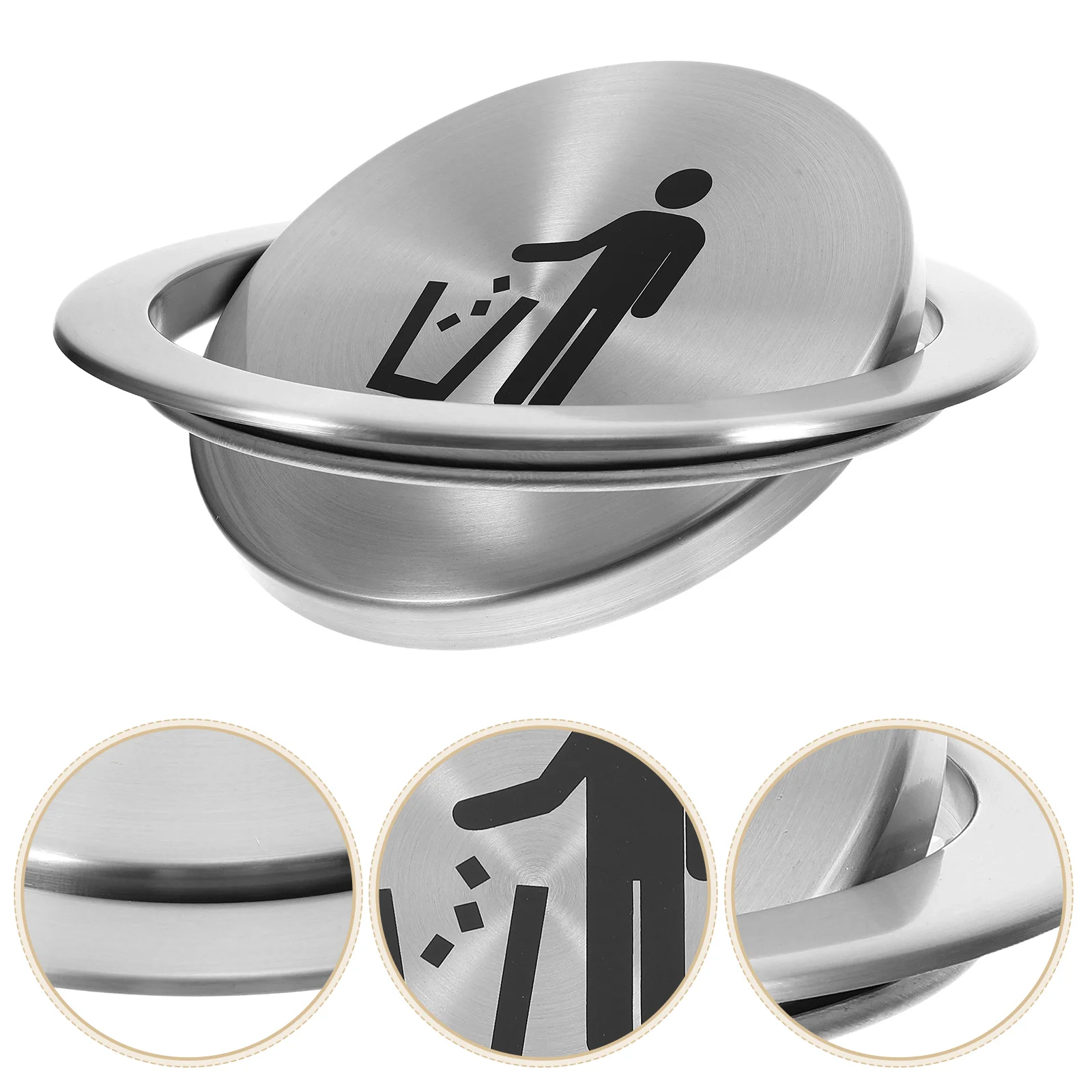

Embedded Stainless Steel Trash Can Lid Round Silver Countertop Bathroom Grommet Easy Cleaning Material