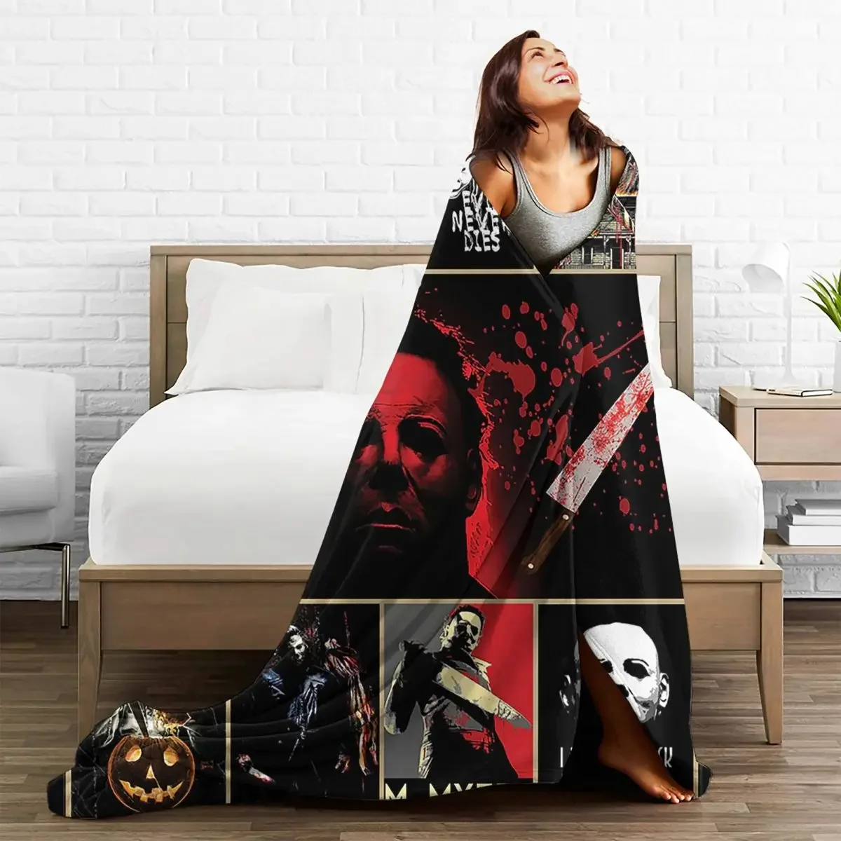 Newest Horror Moive Blankets Fleece All Season Horror Mysterious Character Super Soft Throw Blanket for Sofa Outdoor Rug Piece