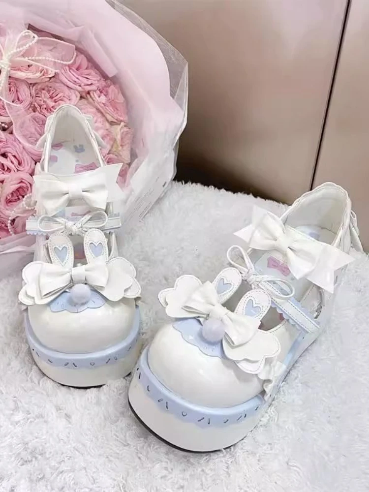 Pure Color Sweet Lolita Shoes Women Summer Round Head Soft Cute Girl Shoes Female JK Muffin Sole Small Leathe Rshoes Japanese