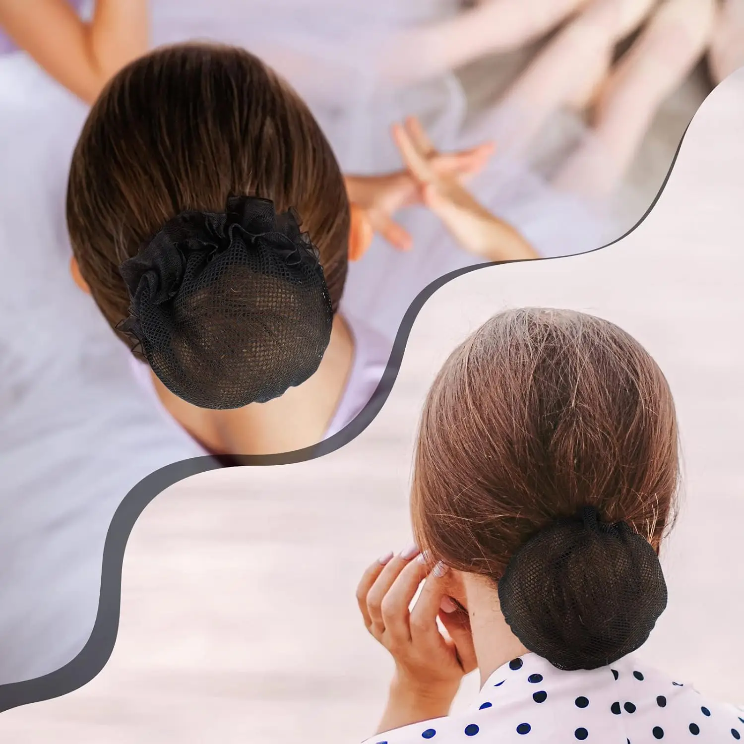 Women Elegant Lace Edge Hair Net Stretchable Nylon Mesh Invisible Reusable Bun Cover Hair Accessory for All Occasions