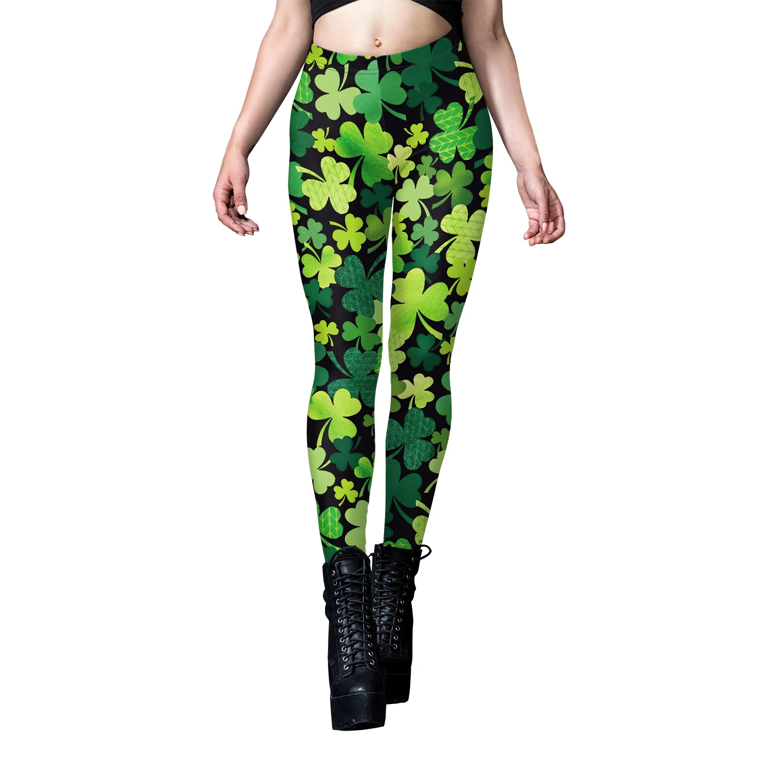 Nadanbao Woman's Leggings Irish Clover Striped Stretchy Slim Leggings Elastic Fitness Trousers St Patrick's Day Leggin