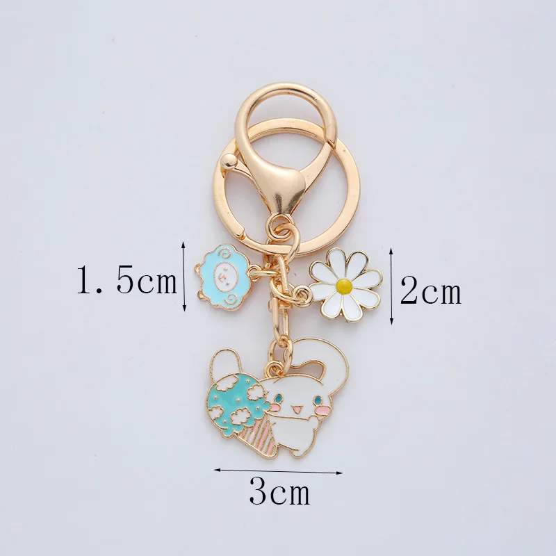 Liontin Anjing Cinta Bintang Busur Cantik Gantungan Kunci Pasangan Tas Mobil Gantungan Kunci Jimat Bulan Kelinci Bunga Sakura Lucu Perhiasan Baru untuk Wanita
