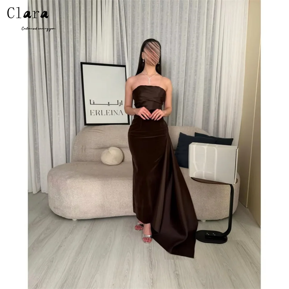 

Clara Custom Brown Fishtail Strapless Tube Top Prom Luxury Dresses 2026 Woman Luxury Evening Dress Luxurious Party Dress Elegant