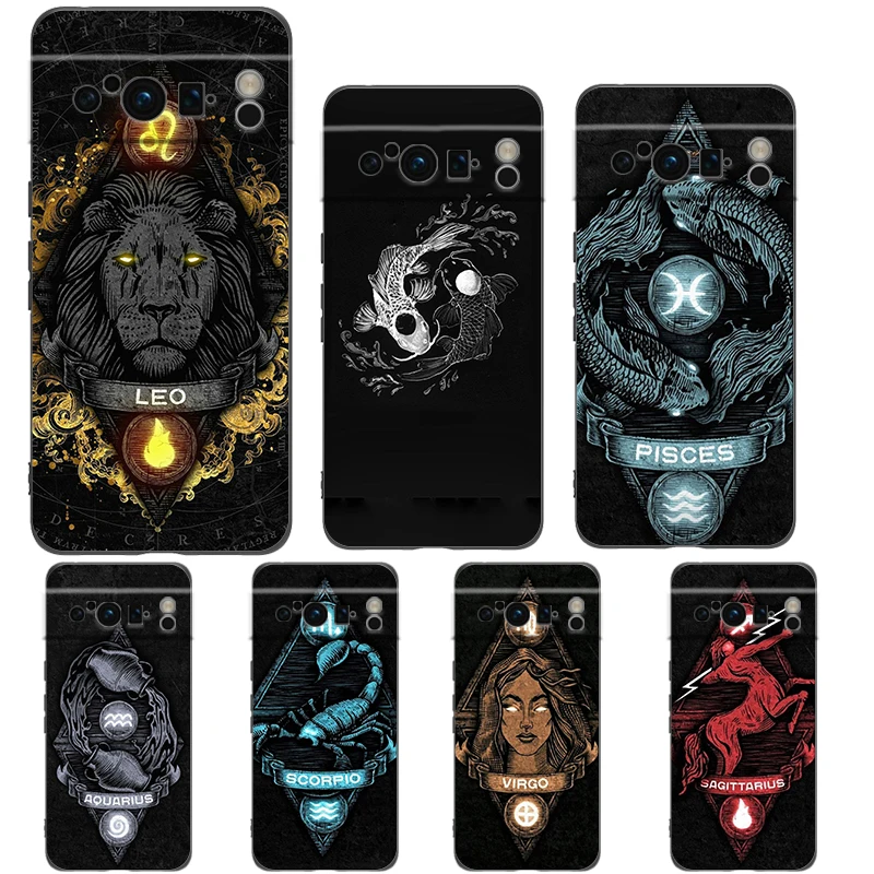 برج الحمل ليو الميزان الحوت العذراء الجدي الدلو جراب هاتف لجوجل بكسل 9 8 7 6 برو XL 8A 6A 7A 5G لينة غطاء من البولي يوريثان Fundas #1