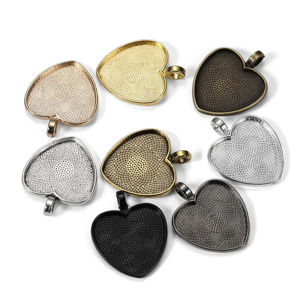 25mm heart-shaped Pendant Base Vintage Alloy DIY Accessories Love Time Jewel Pendant Pendant