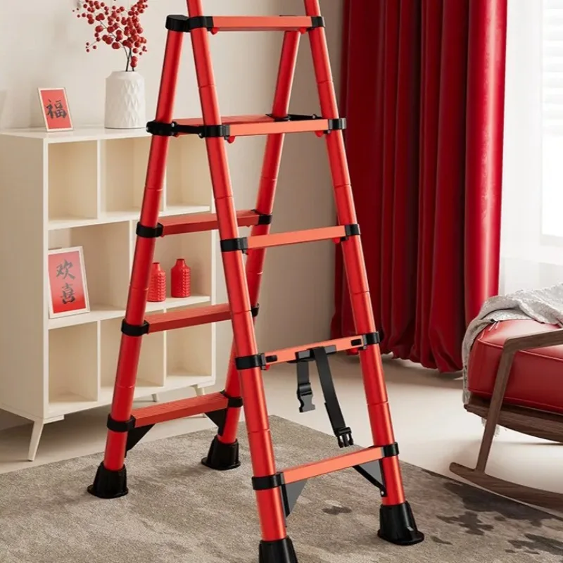 

Telescopic Ladder 10FT Aluminum, Portable Extension Ladder with Safety Lock for Home, Indoor Outdoor Use, Folding Step Ladder