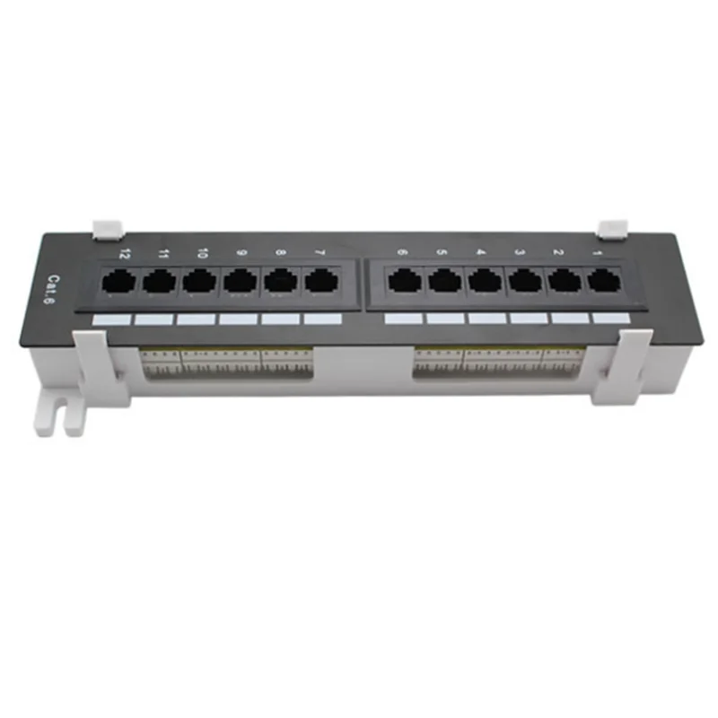 

GO-CAT6 Networking 12-Port Patch Panel Network Tool Kit RJ45 Wall Mount Rack With Installation Bracket