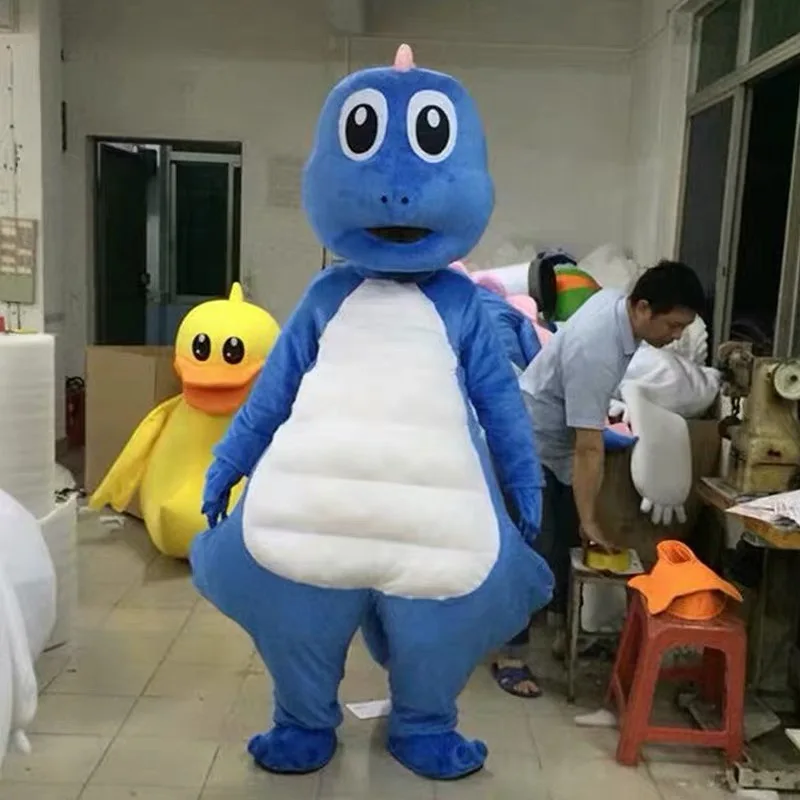 

New Adult Halloween Christmas Cute Blue dinosaur Mascotte Fancy Dress Cartoon Mascot Costume Plush Fancy Dress Mascot Costume