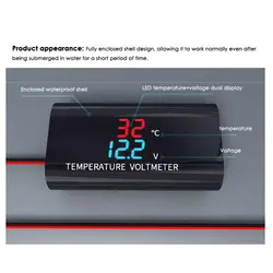 8-18V Car Temperature Voltmeter Auto Voltage Meter Display Digital Measurement for Car Motorcycle Boat Thermometer