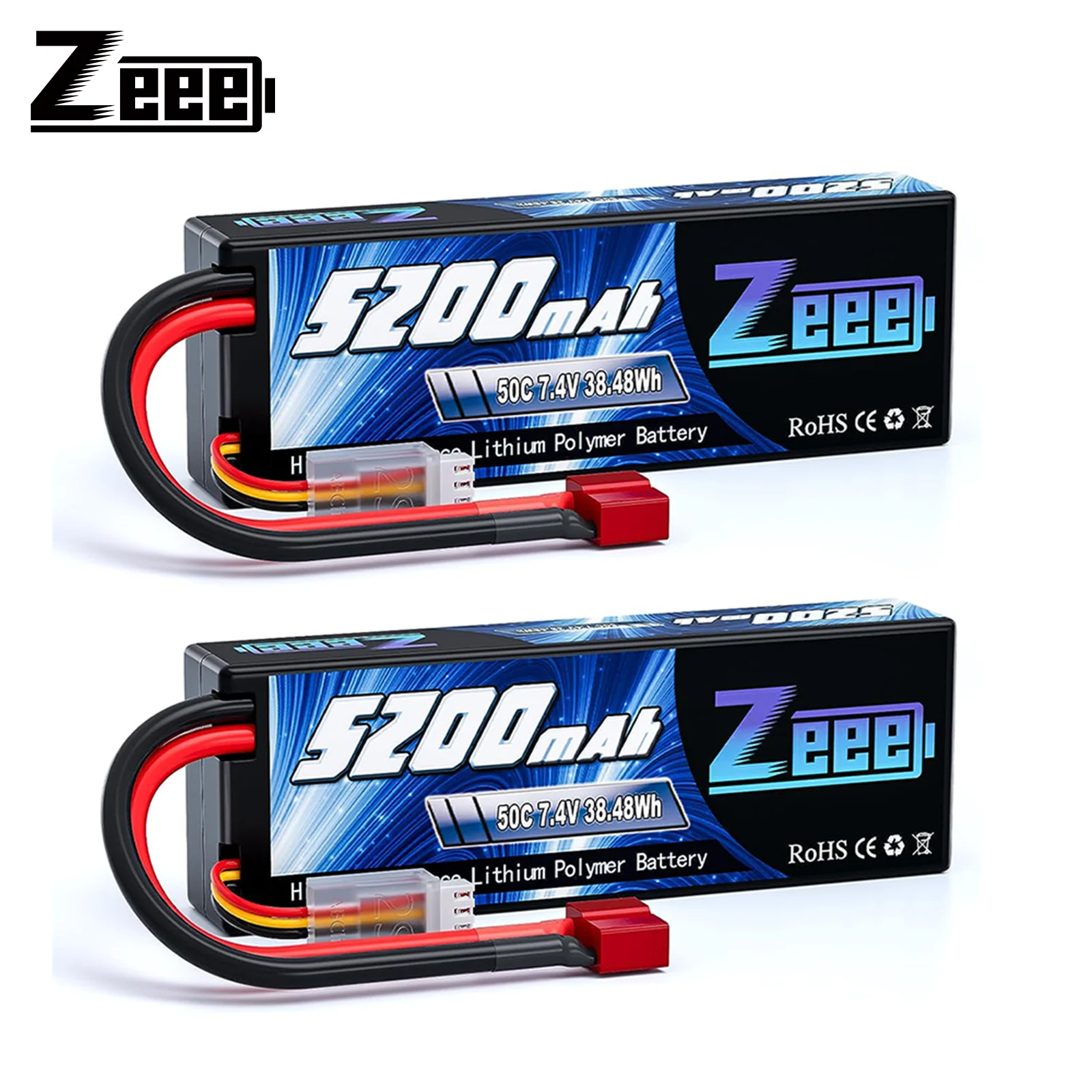 2 sztuki Zeee 2S 5200mAh 7.4V 50C akumulator do RC Lipo Hardcase z wtyczką T/XT60/EC3/EC5 do samochodów ciężarowych RC Buggy 1/8 1/10 modeli pojazdów