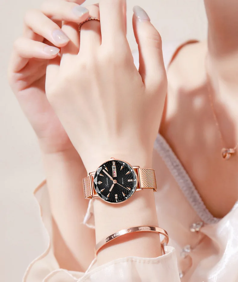 New Fashion Women's Watch Mesh Band Calendar Women's Watch Student Fashion Quartz Watch