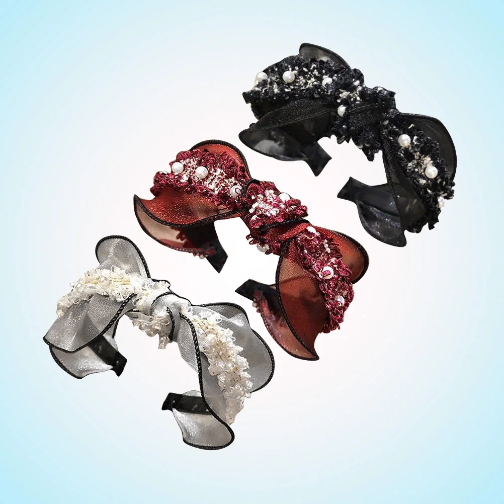 

3pcs Lace Women Party Accessories Cosplay Headdress Party Hair Accessories Wide Side Hair Hoop Red White Black