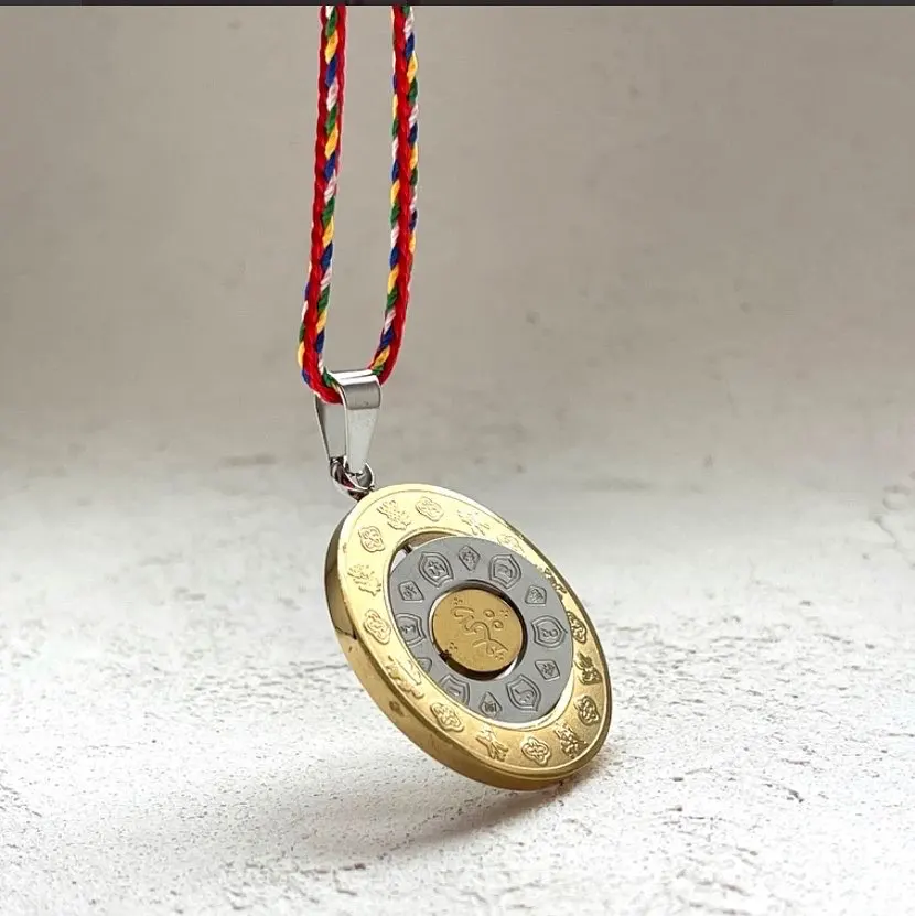 

Chinese Zodiac Diagram Necklace Yin Yang Taiji 12 Animals Rotatable Pendant Taichi Bagua Religion Stainlesss Steel Woman Jewelry