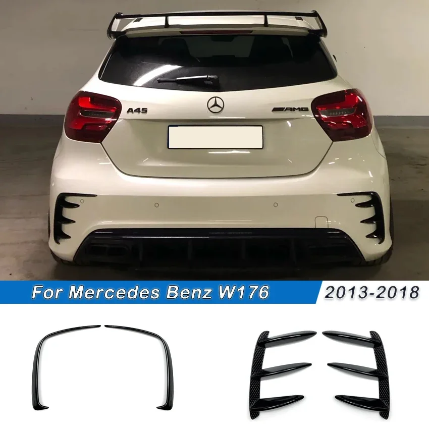 Hatchback Rear Bumper Lip Spoiler Side Canards Splitter Body Kits Gloss Black For Mercedes Benz A-Class W176 A45 AMG 2013-2018
