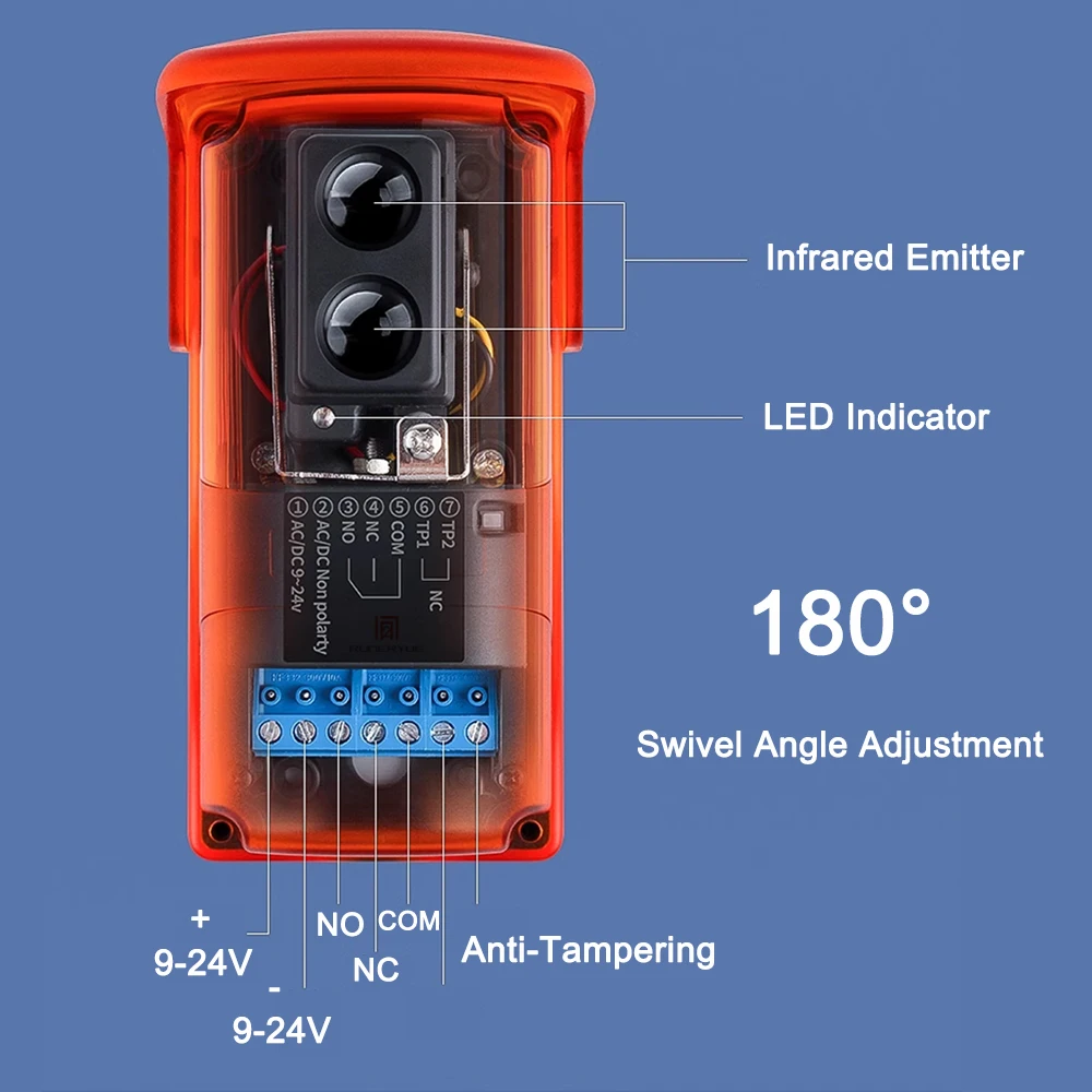 Reflector Photocell Long Range 12-24V DC/AC Automatic Gate Infrared Photocell Sensor With Waterproof Cover