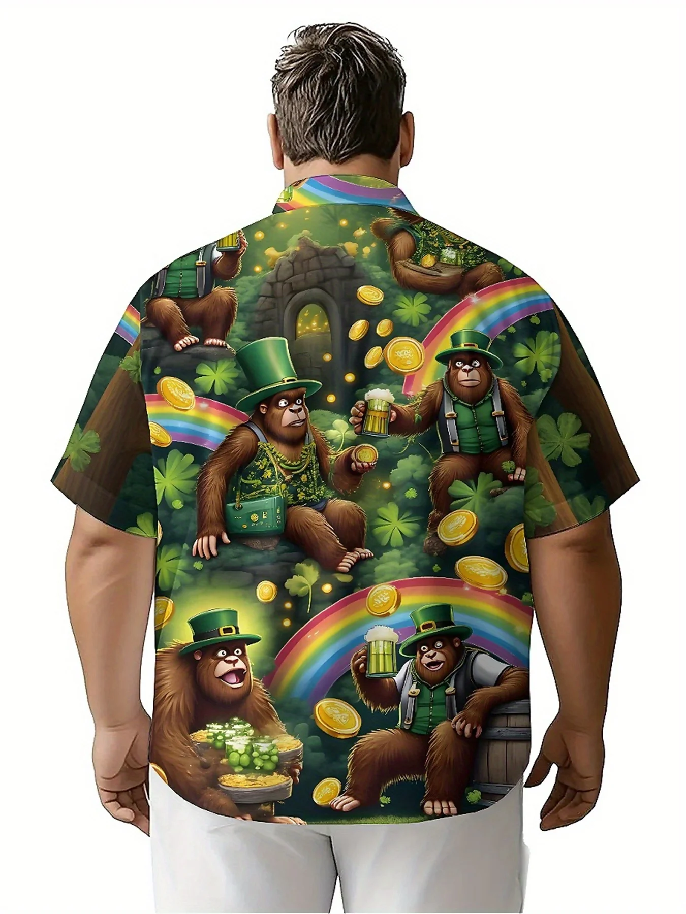 قمصان هاواي مقاس كبير للرجال بنمط كرنفال فورست، قمصان بأزرار، ملابس كاجوال للجنسين، قمصان صيفية