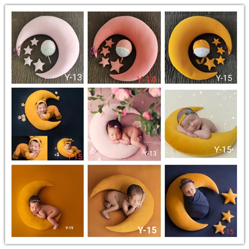 

Newborn Photography Props Baby Posing Pillow Cute Baby Hat Colorful Beans Moon Stars Photo Shooting Set For Infant Newborn Gift