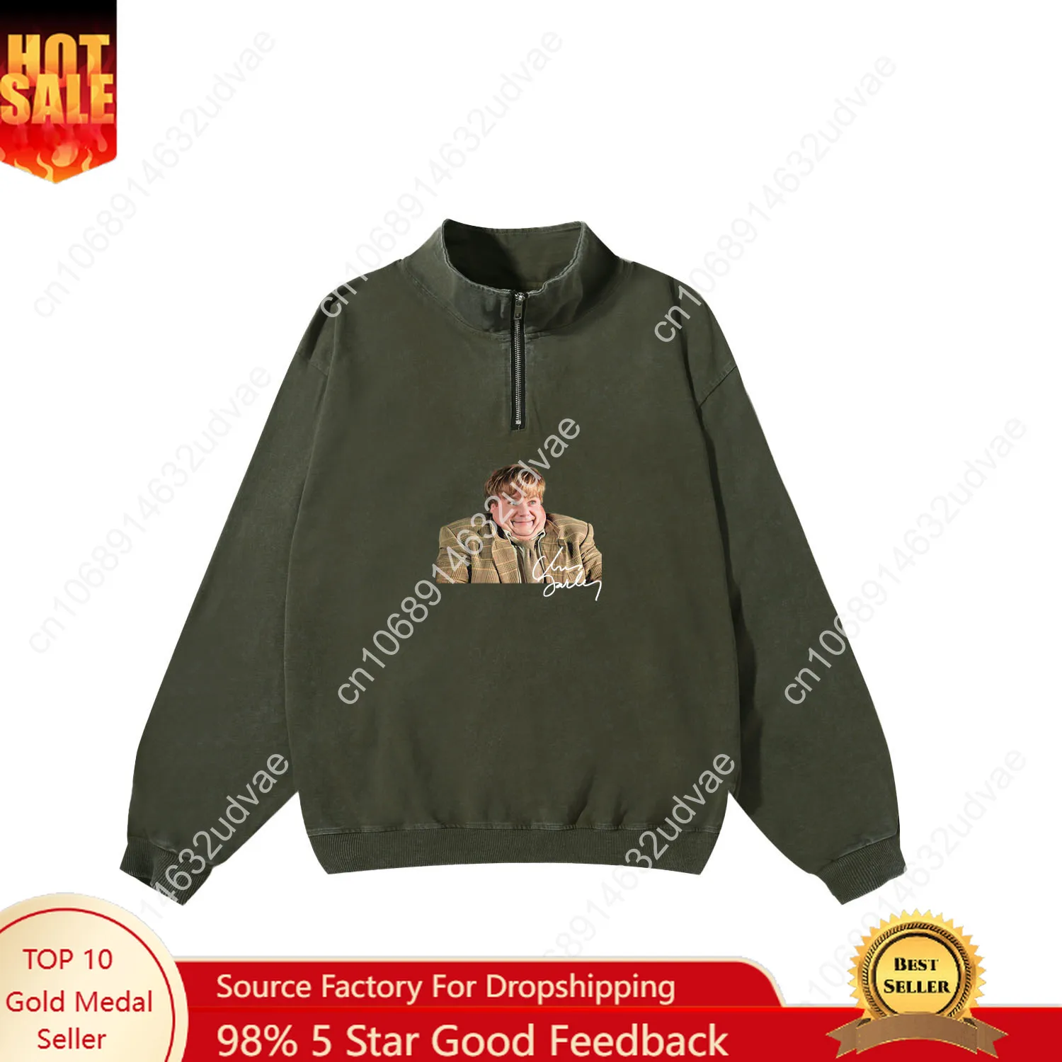 Chris Farley sudadera Retro hombre mujer adolescente Vintage pulóver media cremallera sudadera foto por encargo Tops camiseta de manga