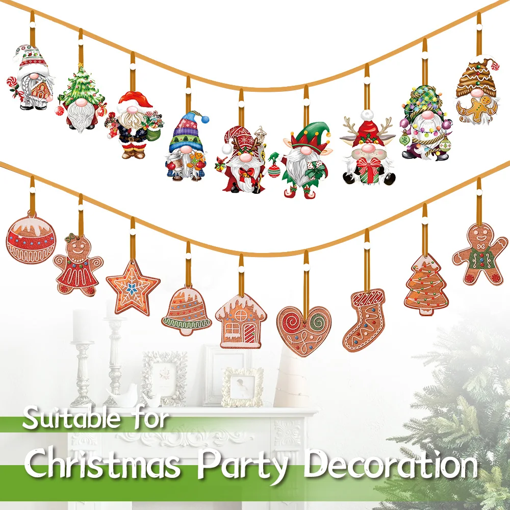 18Pcs Wooden Christmas Pendant Christmas Tree Decoration Christmas Gingerbread Man Navidad New Year Home Decoration Xmas Gifts