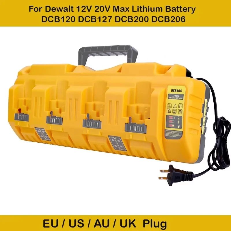 

DCB104 Li-ion Battery Charger 4-Port 3A Current For dewalt 10.8V 12V 14.4V 18V 20V FlexVolt 20V 60V DCB127 DCB105 DCB118 DCB112