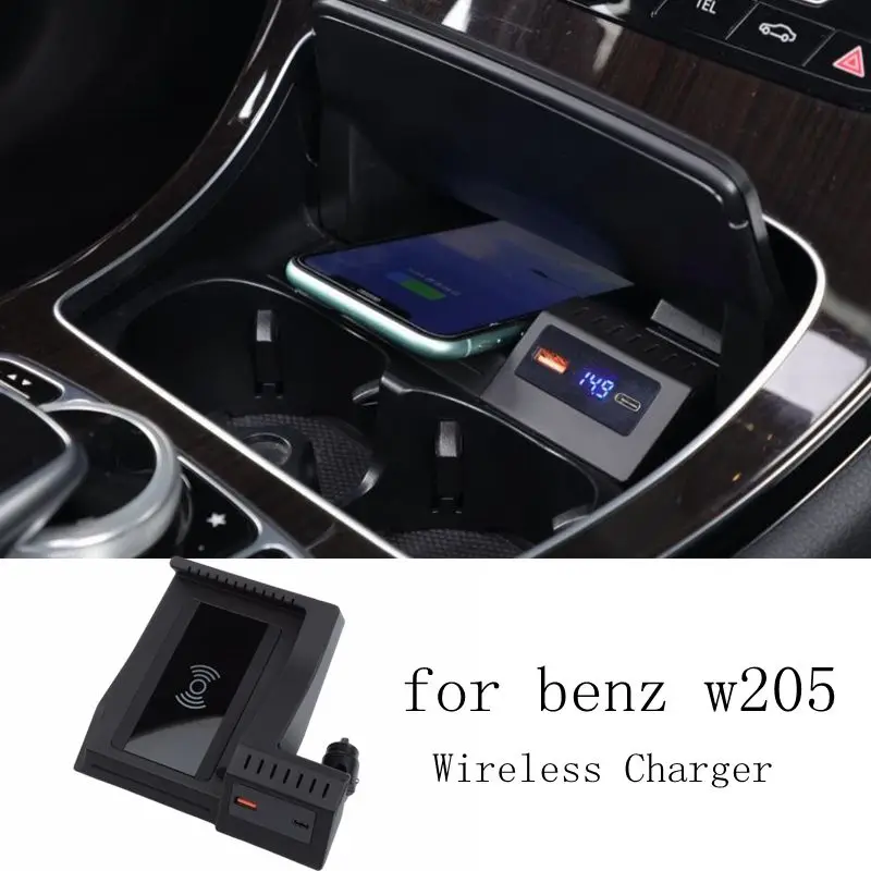 

For Mercedes Benz W205 AMG C43 C63 GLC43 GLC63 X253 15W car QI wireless charging phone charger fast charging case accessories