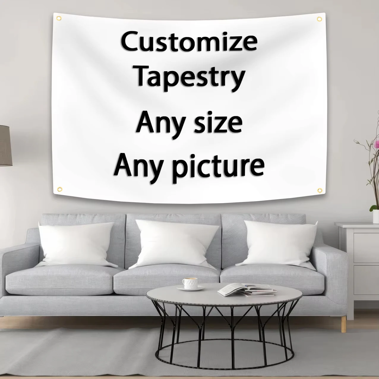 

Custom Flag 4 Holes Tapestry Your Any Size Picture Polyester Printed Bar Bedroom Room Background Decoration