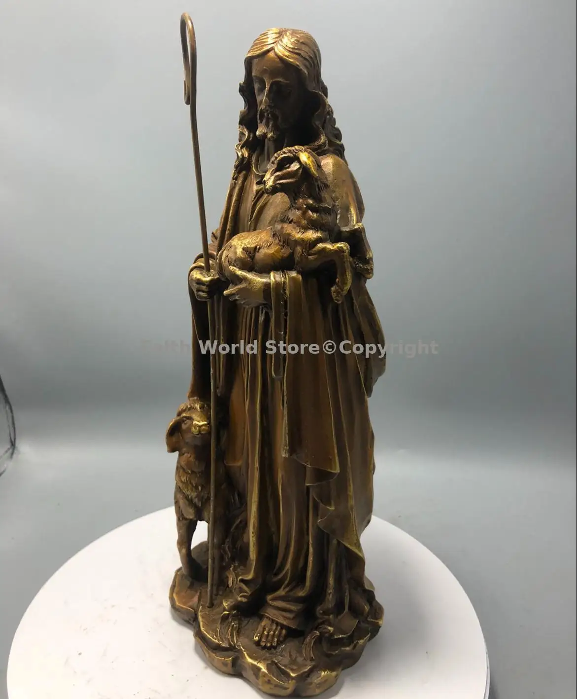 Collection art bronze sculpture statue Christian Judaism Priest Sacred statue The Good Shepherd religion home decoration art