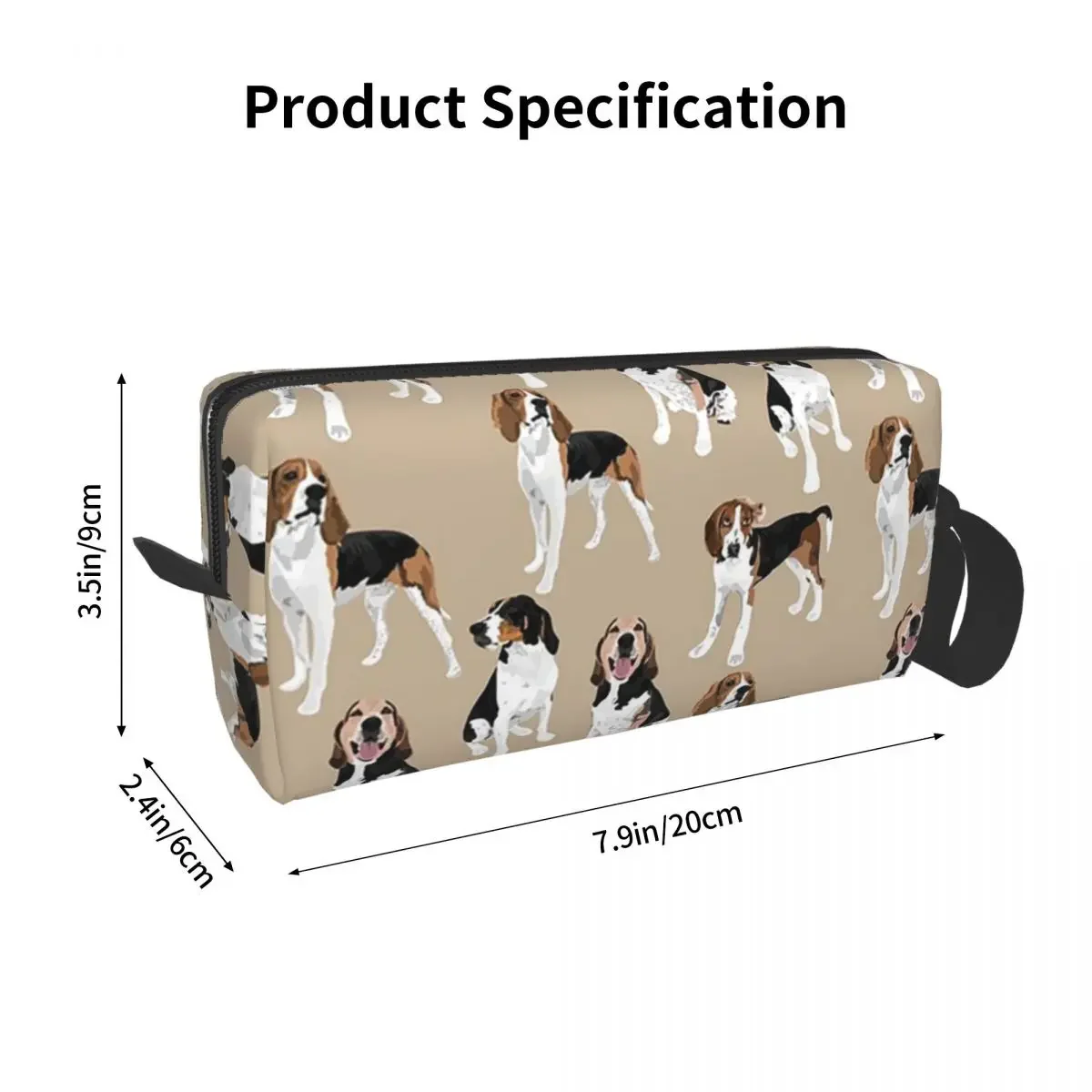 Treeing Walker Coonhound On Tan Makeup Bag Cosmetic Organizer Dopp Kit Toiletry Cosmetic Bag for Women Beauty Travel Pencil Case