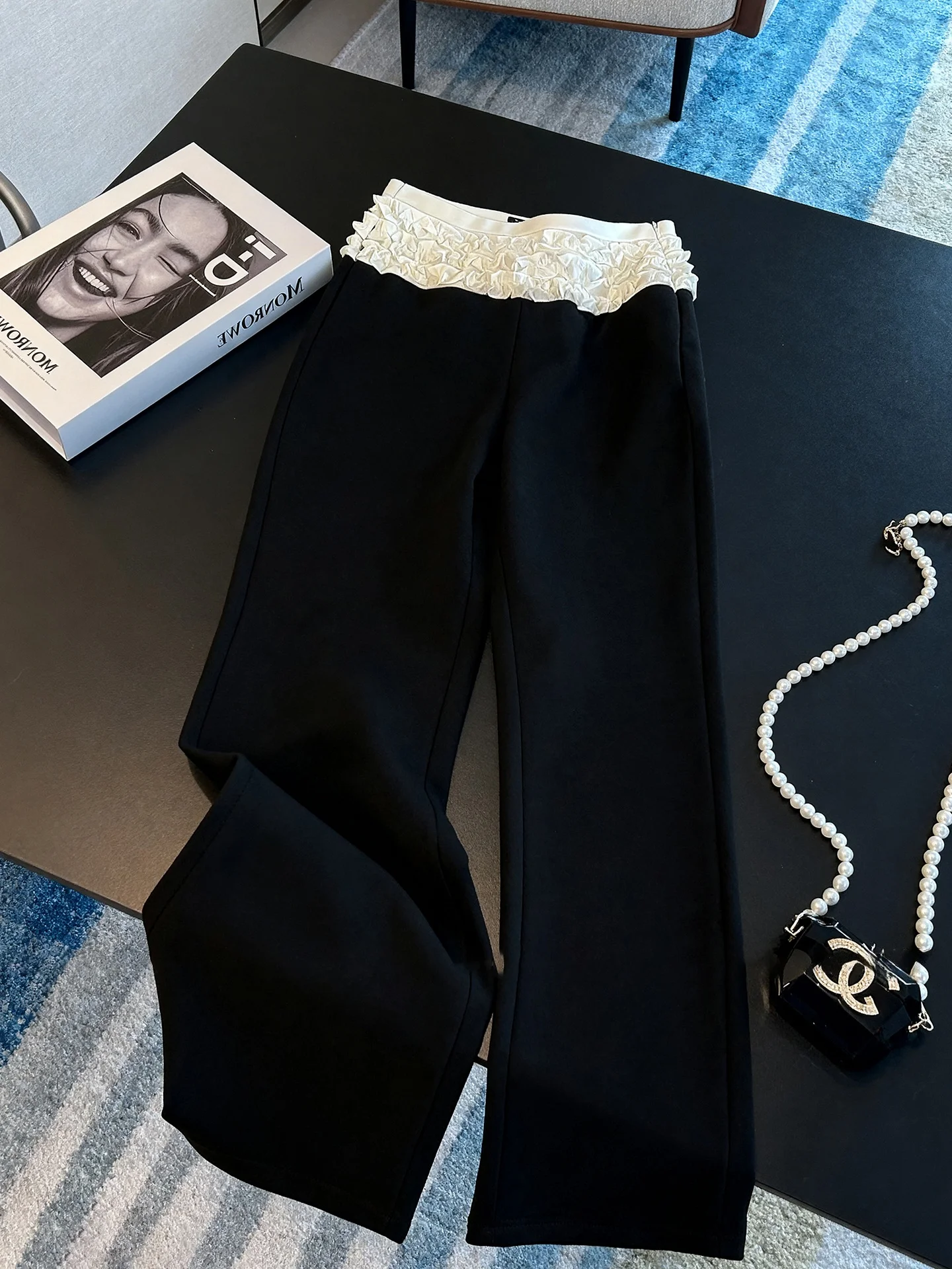 

Женские повседневные брюки Ele с богатой отделкой, с высокой талией, драпированные, в пол, широкие, стройнящие, весна-осень