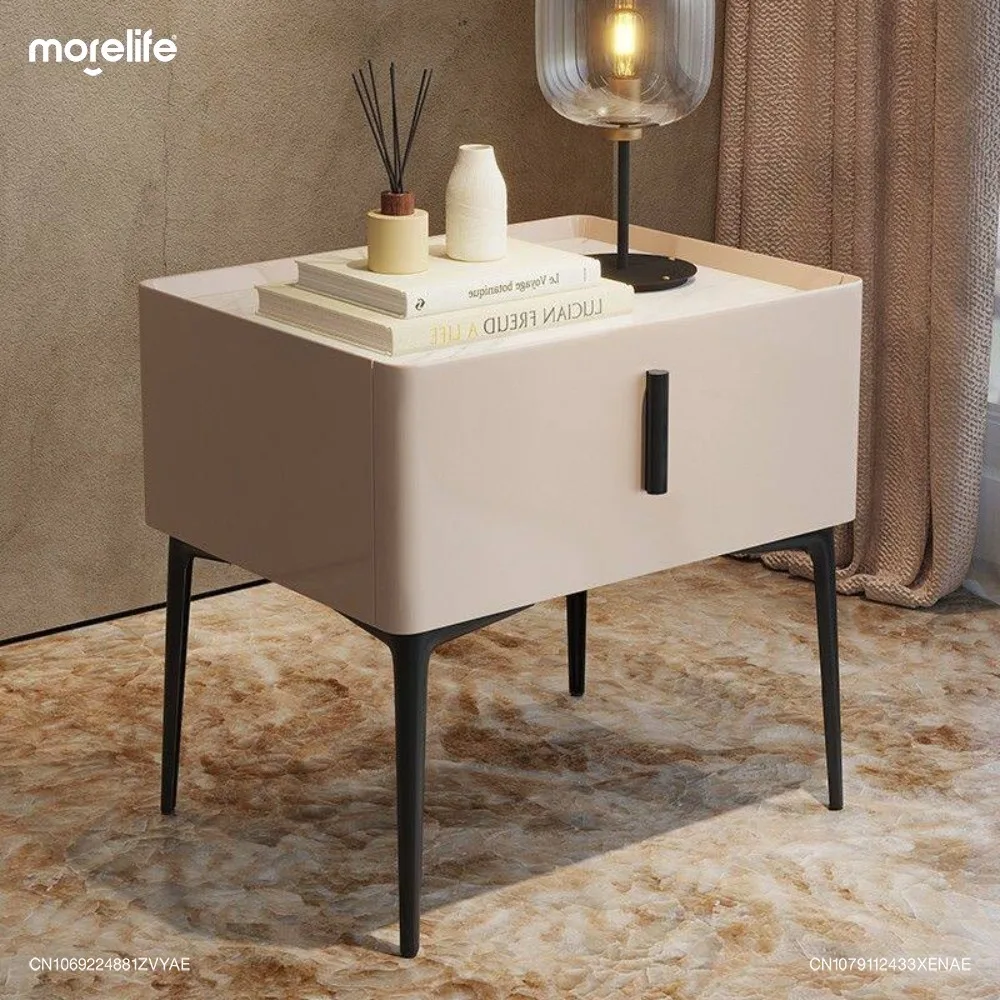 

Minimalist modern Nightstands Nordic drawer Wood Leather Storage Side Cabinet Light Luxury Bedside Table Bedroom Furniture K01