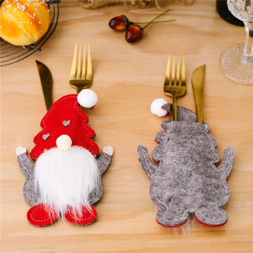 Christmas Cutlery Holders, Knife, Fork, Tableware Bags, Pocket, Christmas Decoration, New Year, Dinner Table Ornament, 1Pc view 4