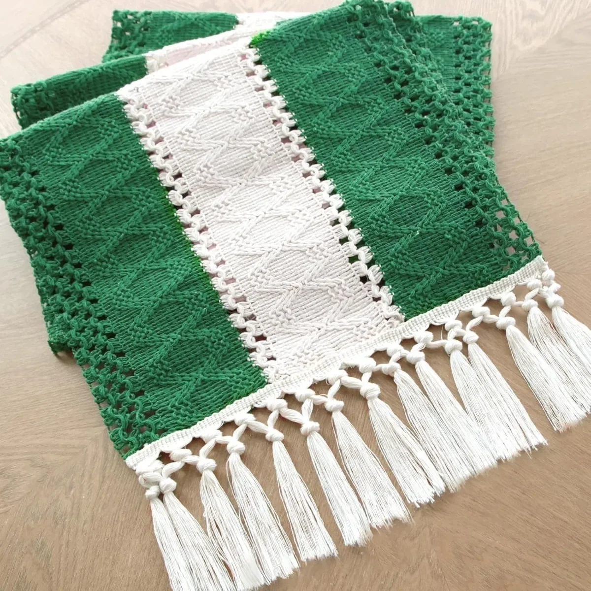 Christmas Table Runner for Farmhouse Home Decor Table Runner with Tassels for Bohemian Dining Bedroom Decor (12x72 Inches) PH315