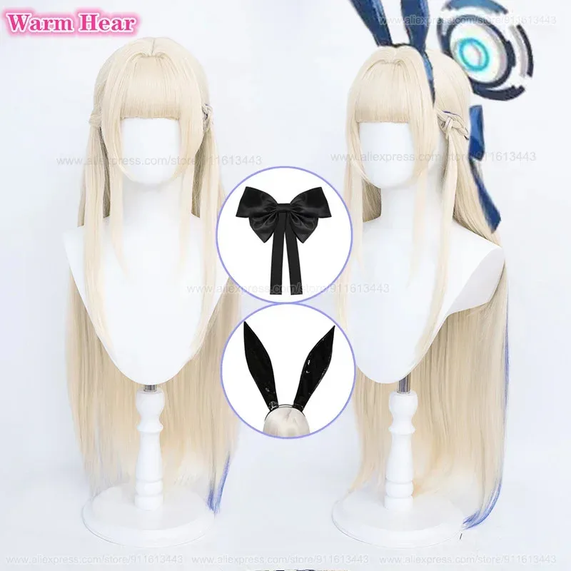 Новый! Длинные синтетические асума Токи, 90 см, косплей, аниме, молочно-золотые блики, синие прямые волосы, термостойкие парики для вечеринок + шапочка для парика
