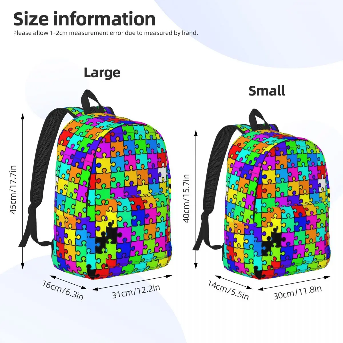 Mochila Color Puzzle para Homens e Mulheres, Sacos de Lona Legal, Estudante, Caminhada, Viagem, Laptop, Computador, Presente