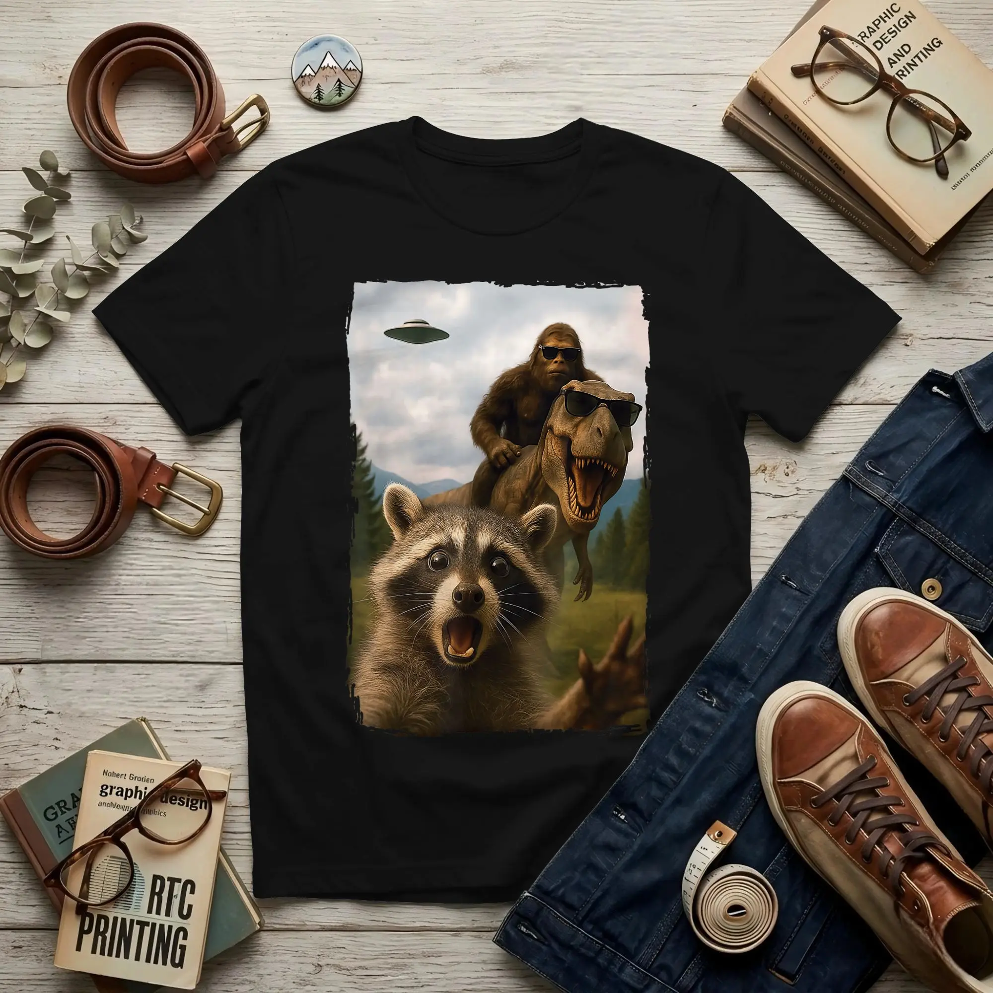 Racoon Men's T Shirt  Funny Tees Short Sleeve Round Collar 100% Cotton Gift Clothing T-Shirt