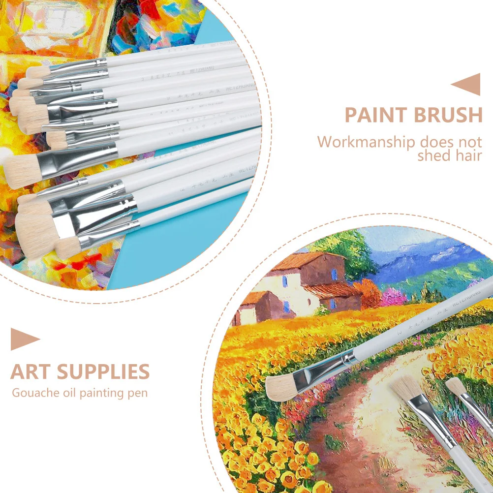 

12pcs Sheep Tail Paint Brushes Premium Durable Art Painting Tools For Acrylic Watercolor Oil Wood Graffiti Drawing Pens