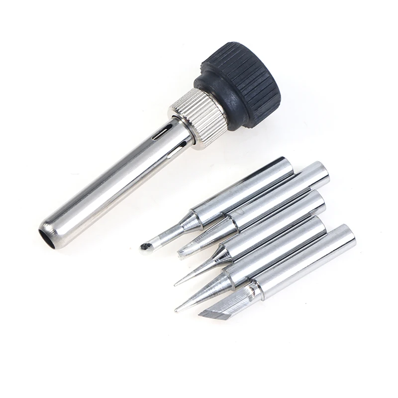 For ESD 852D 936 937D 898D 907 HAKKO Iron Tip Cannula Casing And 5 X Solder Iron Tips Soldering Station Iron Handle Adapter