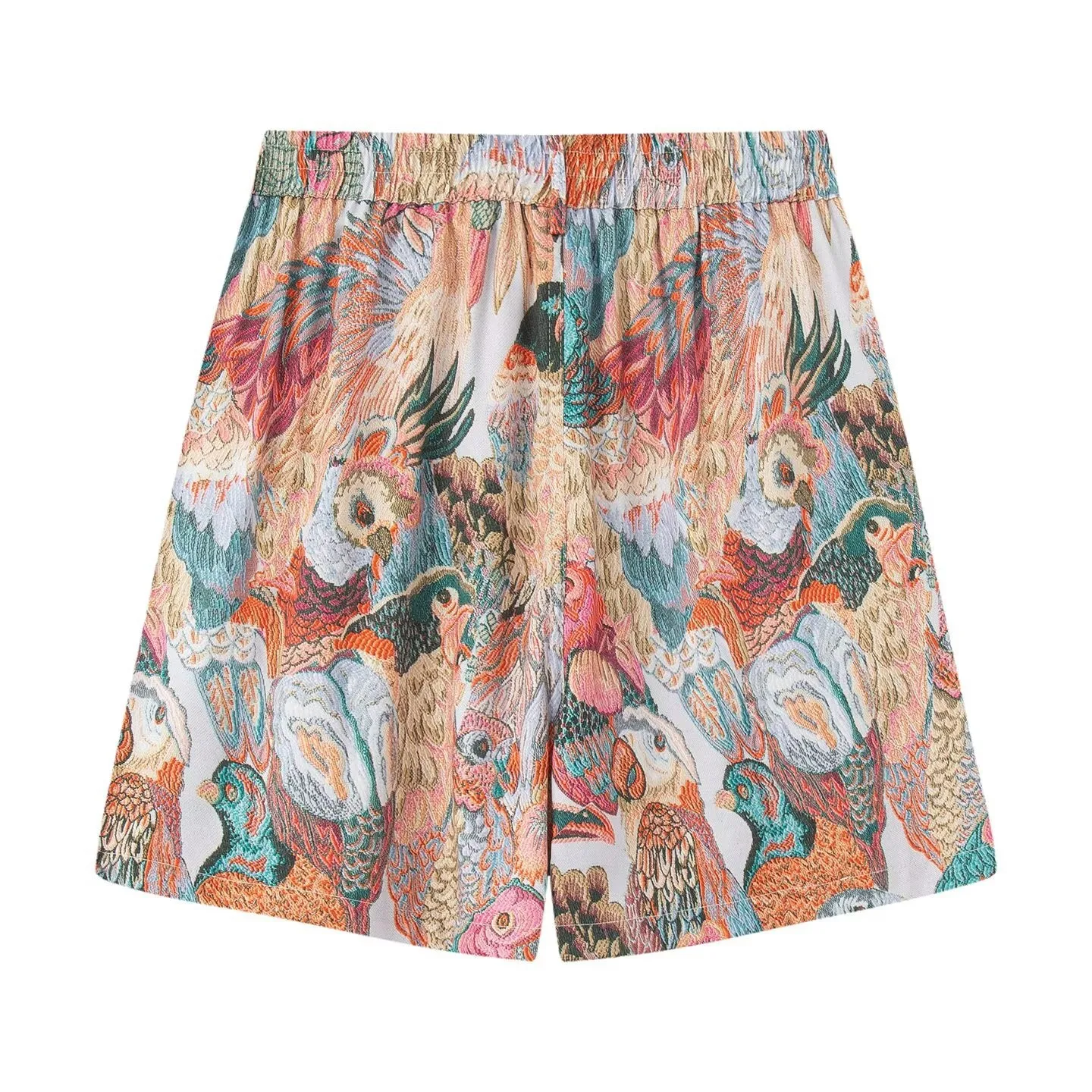 Shorts Printed Suit Mid Rise Waist Socialite Style with Pocket Three Quarter Length Medium Thickness Autumn Women Shorts