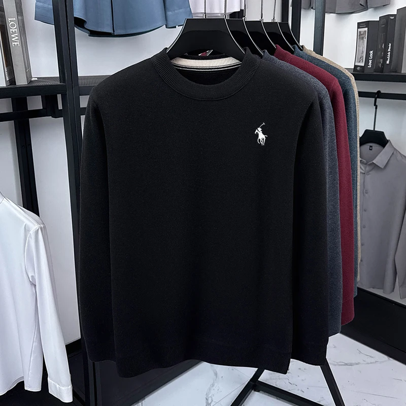 เสื้อสเวตเตอร์หนาสำหรับผู้ชาย เสื้อผ้าฤดูหนาว ถักจากขนสัตว์แท้ เสื้อสเวตเตอร์แบบชิ้นเดียว ผ้ากำมะหยี่