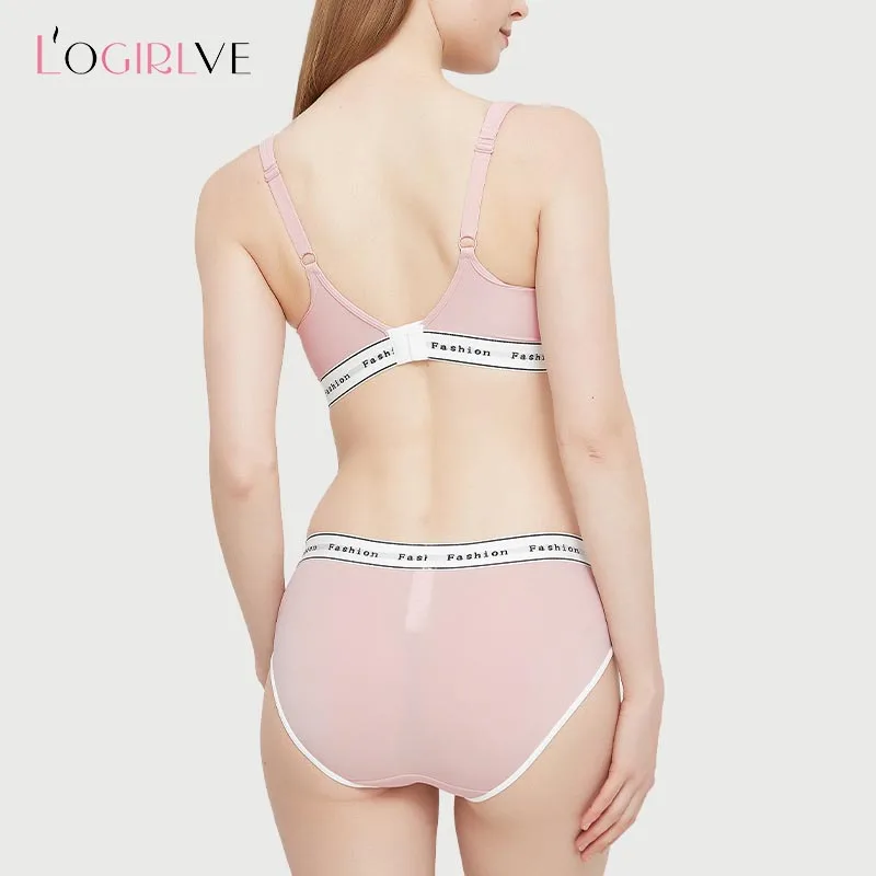 Logirlve French Thin Cup Lingerie Set Lace Bras High Quality Women Underwear Wireless Push Up Brassiere Breathable Bras Panties