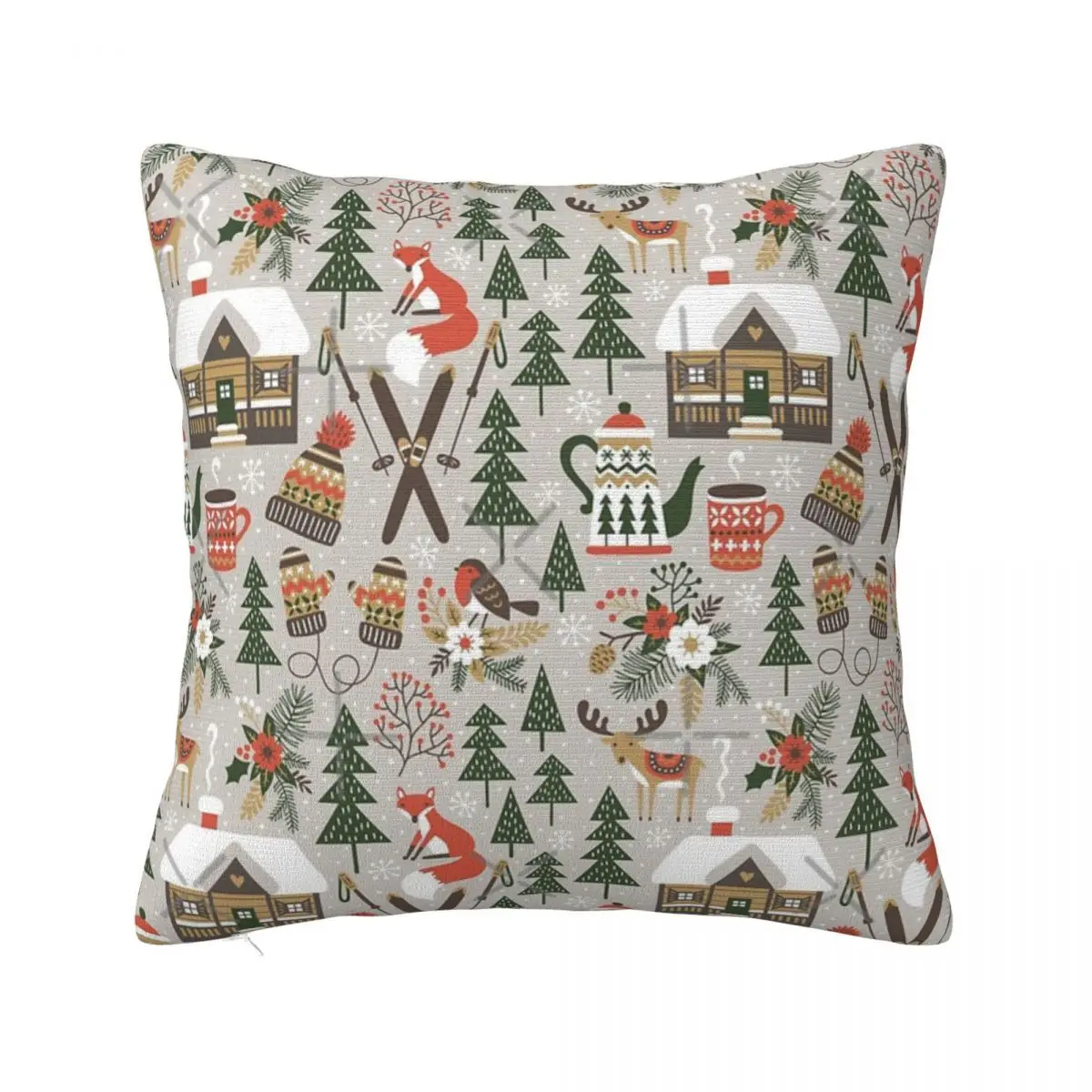 Cozy Cabin Light Grey Decoration Pillow Case Covers Cushion Cover 45*45 Pillow Case Pillow Cover