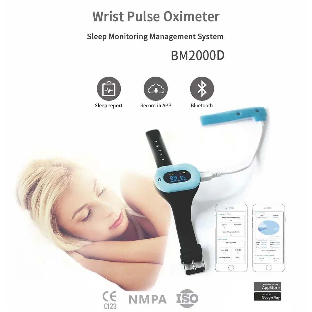 Wrist Pulse Oxygen Saturation Oximeter Monitor Bluetooth Oled Display Diagnosing Sleep Apnea Medical Health Care BM2000D