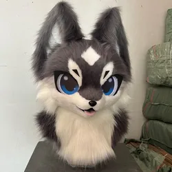 Kawaii Animal Cabeça Besta Traje, Fursuit Peludo, Cão Bonito, Terno Lobos, Trajes E Acessórios