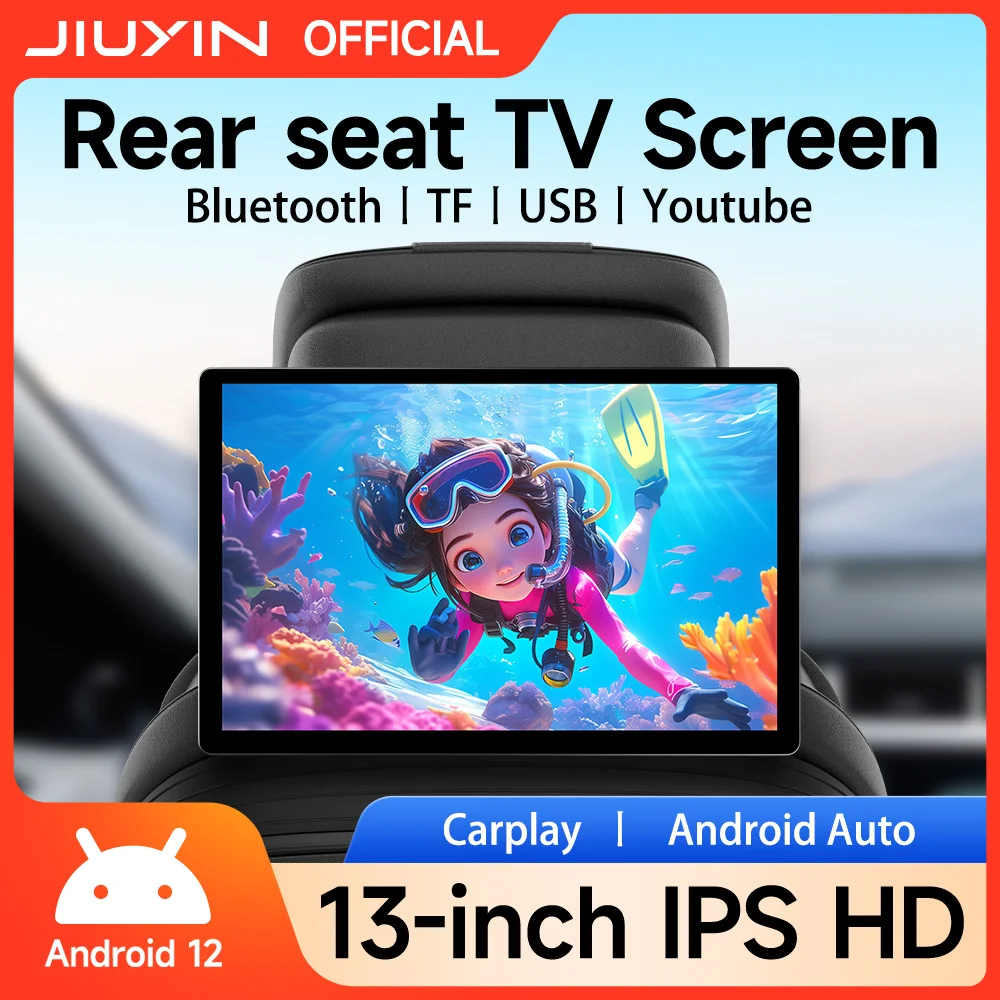 Monitor per poggiatesta per auto da 13 pollici Display Carplay Tablet IPS Android 12 Touch Screen 2K HD per auto Sedile posteriore Video Musica Lettore TV USB