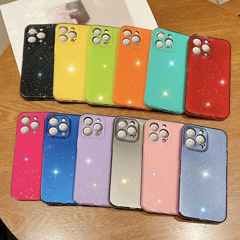 Glitter Neon Fluorescence Cover for IPhone 15 11 12 13 14 Pro Max XS X XR 15plus Luxury Soft Silicone Case for IPhone 15pro