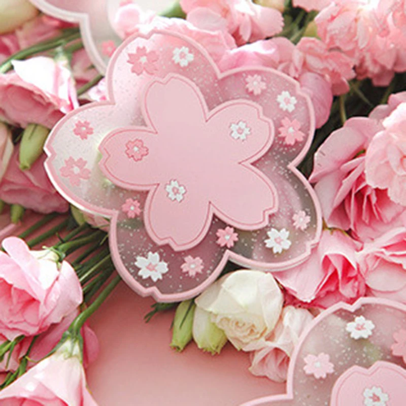1Pcs Heat Insulation Table Mat For Tea And Milk Mug Sakura Coffee Cup Coaster Cherry Blossom Placemat Kitchen Placemat Cup