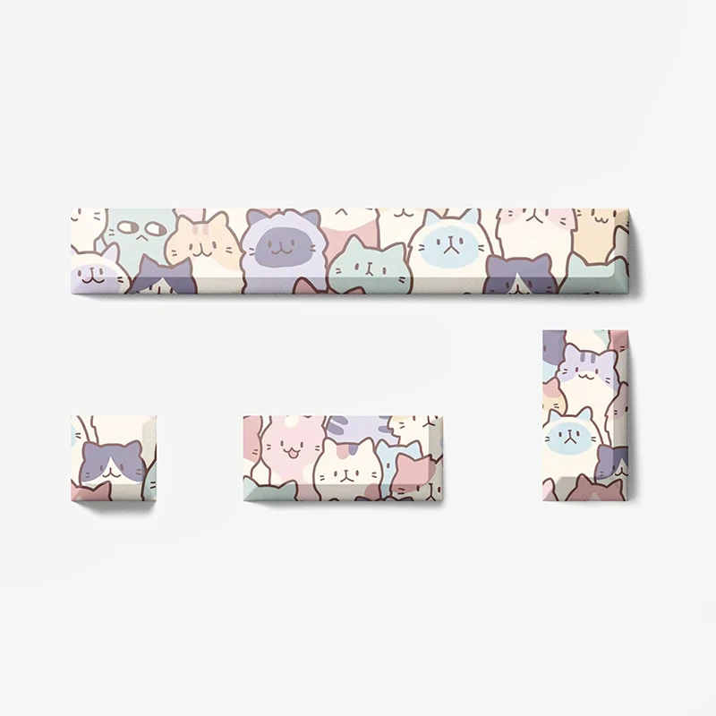 

4keys PBT Five sides Dye-subbed keycap Kawaii Cat Space bar 6.25U ESC Entre keys OEM profile keycaps for diy mechanical keyboard