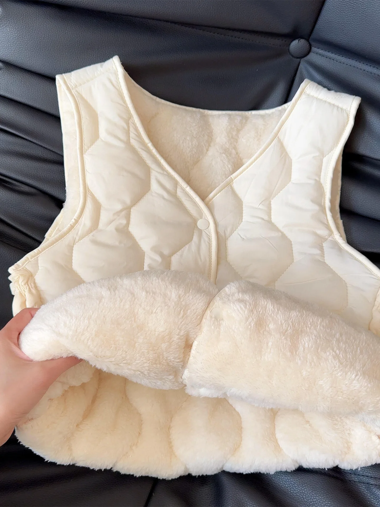 

Thiened Fce Women's Vest Warm Cozy Fitted Sle Padded ort Jaet for Home Wear Cotton Flannel Slimming Design