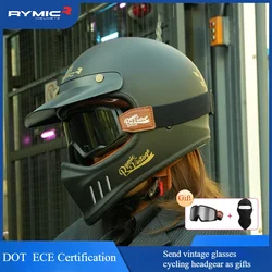 RYMIC Retro Motorcycle Helmet ECE DOT Certification Full Face Vintage Helmet For Harley Motorbike Capacete Cascos Para Moto