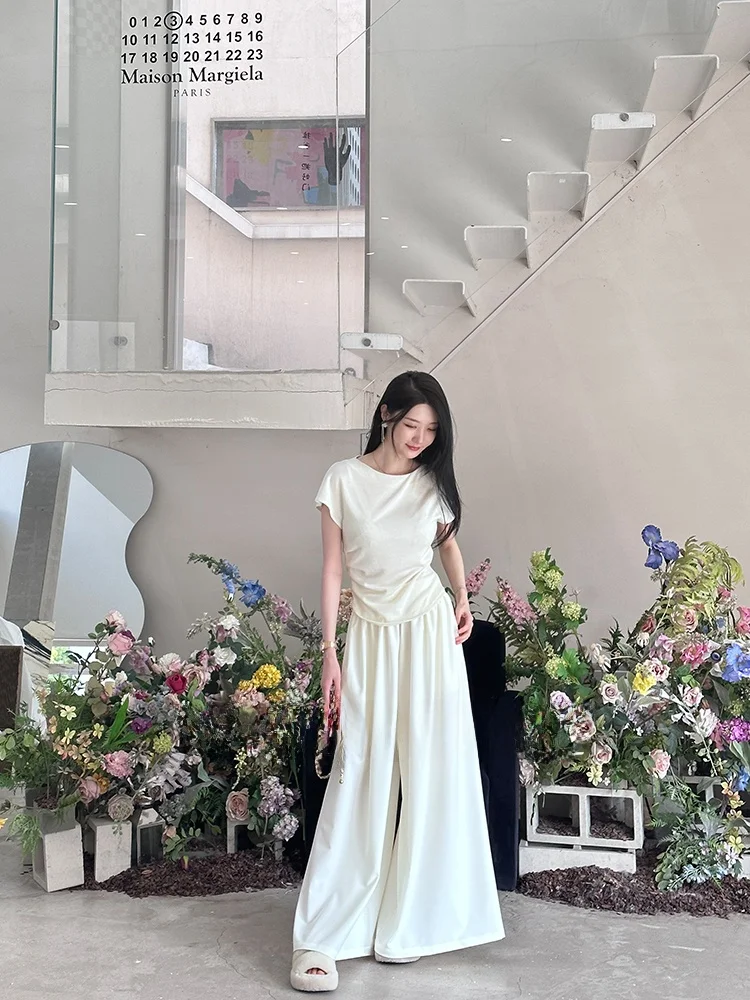 

Wcouture Оригинальная обновленная версия футболки из трикотажной ткани с хорошим облеганием, коротким рукавом, круглым вырезом, свободного кроя, для весеннего сезона